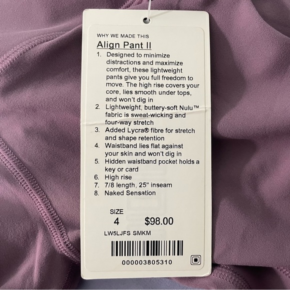 NTW Lululemon Align Pant II 25” - Picture 5 of 6
